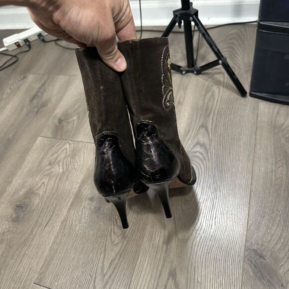 New Jugo Ladies Boots Botas Mexico Leather Snakeskin Suede Pointed Toe Heel 8.5 - Picture 3 of 7